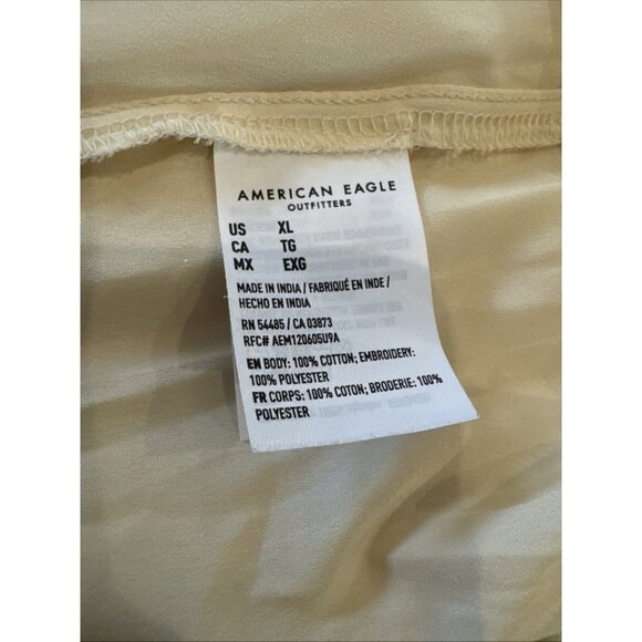 American Eagle Womens White Eyelet Floral Smocked Waist Wrap Dress XLTG - Picture 7 of 11